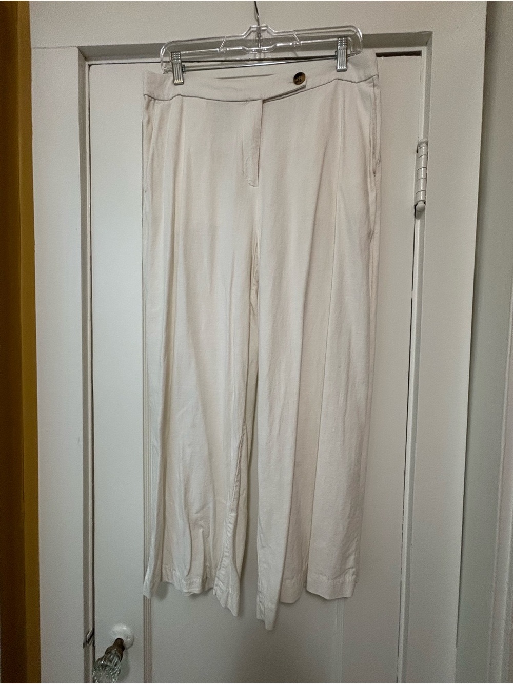H&M Cream Wide-Leg Cropped Trousers